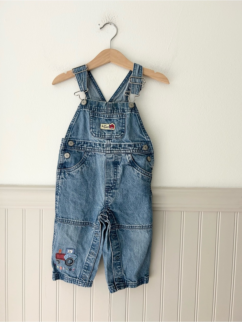 Vintage Carter’s 12 Months Blue Denim Overalls Tractor Barn Buddy
